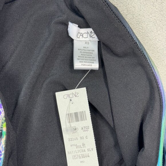 NEW Vintage Cache Ruched One-Shoulder Top Paisley Statement Blouse Y2K Stretch - Picture 7 of 9